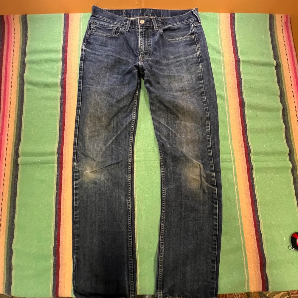 Levis 514 Straight Leg Jeans Mens 34x34 Dark Wash Blue Denim Pants 00514-4010